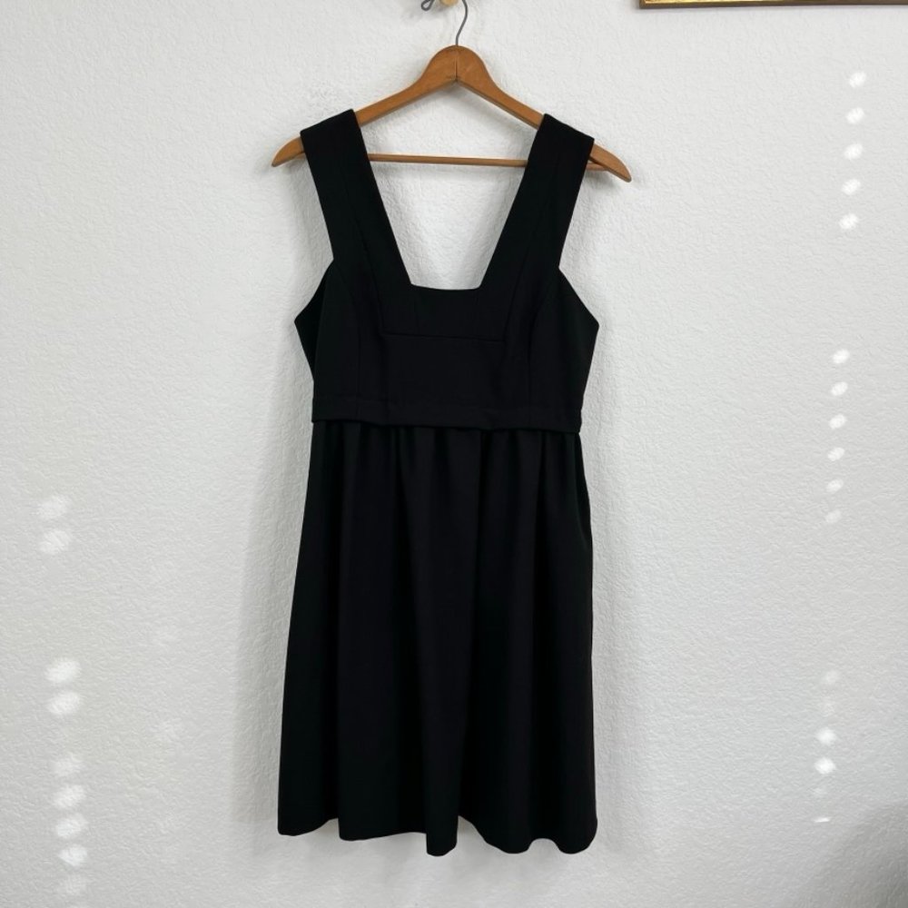 H&M Collection Black Tie Square Neck Quilted Empire Waist Pleated Dress